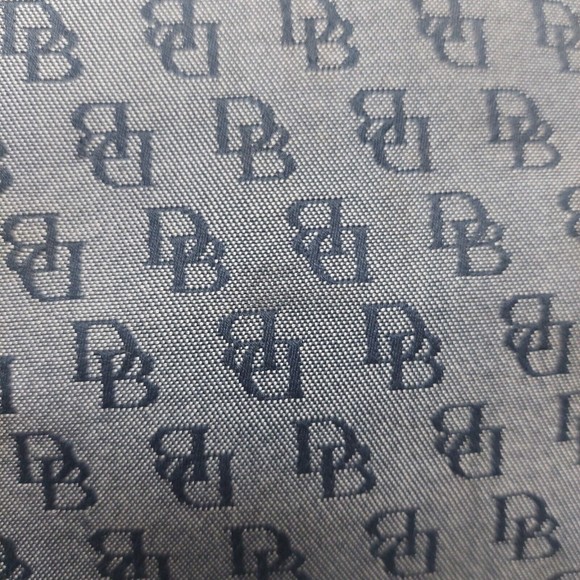 Dooney and Bourke Monogrammed Grey Tote with Brown Leather Tassel Shoulder Bag - Picture 5 of 12